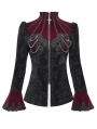 Red Gothic Retro Embroidered Lace Applique Fitted Jacket for Women