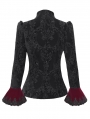 Red Gothic Retro Embroidered Lace Applique Fitted Jacket for Women