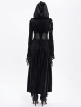 Black Gothic Velvet Hollow Out Flared Sleeve Hooded Long Coat for Women