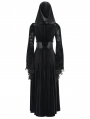 Black Gothic Velvet Hollow Out Flared Sleeve Hooded Long Coat for Women