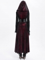 Red Gothic Velvet Hollow Out Flared Sleeve Hooded Long Coat for Women