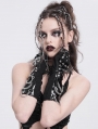 Black Gothic Punk Studded Faux Leather Gloves for Women