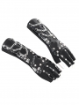 Black Gothic Punk Studded Faux Leather Gloves for Women