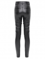 Black Gothic Punk Hollow Out Lace-Up Synthetic Leather Pants for Women