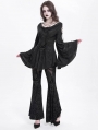 Black Gothic Retro Sexy Velvet Lace Applique Flared Pants for Women