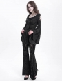 Black Gothic Retro Sexy Velvet Lace Applique Flared Pants for Women