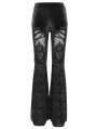 Black Gothic Retro Sexy Velvet Lace Applique Flared Pants for Women