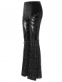 Black Gothic Retro Sexy Velvet Lace Applique Flared Pants for Women