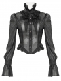 Black Retro Gothic Sexy Long Sleeve Ruffle Shirt for Women