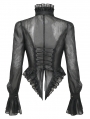 Black Retro Gothic Sexy Long Sleeve Ruffle Shirt for Women