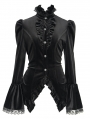 Black Retro Gothic Velvet Long Sleeve Blouse for Women