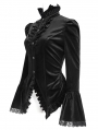 Black Retro Gothic Velvet Long Sleeve Blouse for Women