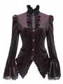 Red Retro Gothic Velvet Long Sleeve Blouse for Women