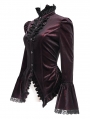 Red Retro Gothic Velvet Long Sleeve Blouse for Women