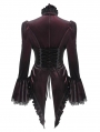 Red Retro Gothic Velvet Long Sleeve Blouse for Women