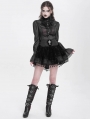 Black Gothic Cross Velvet Splicing Fringe Short Skirt