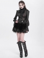 Black Gothic Cross Velvet Splicing Fringe Short Skirt