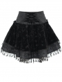 Black Gothic Cross Velvet Splicing Fringe Short Skirt