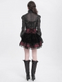 Red Gothic Cross Velvet Splicing Fringe Short Skirt