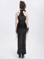 Black Sexy Gothic Cheongsam Style Chain Straps High Slit Maxi Dress