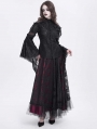 Black Sexy Gothic Lace Mesh Splicing Flared Sleeve Top for Women