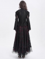 Black Sexy Gothic Lace Mesh Splicing Flared Sleeve Top for Women