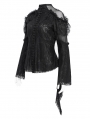 Black Sexy Gothic Lace Mesh Splicing Flared Sleeve Top for Women