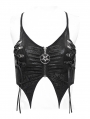 Black Sexy Gothic Punk Ruched Front Vest Top for Women