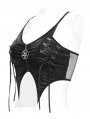 Black Sexy Gothic Punk Ruched Front Vest Top for Women