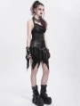 Black Gothic Punk Chain Buckle Strap Halter Tank Top for Women