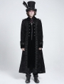 Black Gothic Vintage Double-Breasted Long  Vlevet Party Coat for Men