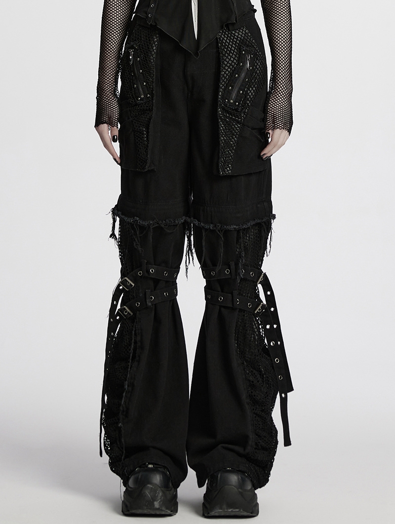 Black Gothic Punk Detachable Decadent Pants for Women