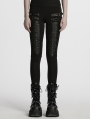 Black Gothic Punk Stud 3D Pleated Leggings for Women