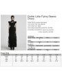 Black Gothic Flocking Mesh Spliced Flutter Sleeve Long Party Dress