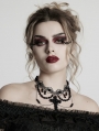 Black Steampunk Gothic Beaded Cross Pendant Necklace