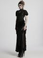 Black Gothic Gorgeous Flower Pattern Short Sleeve Chiffon Shirt for Women