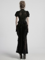 Black Gothic Gorgeous Flower Pattern Short Sleeve Chiffon Shirt for Women