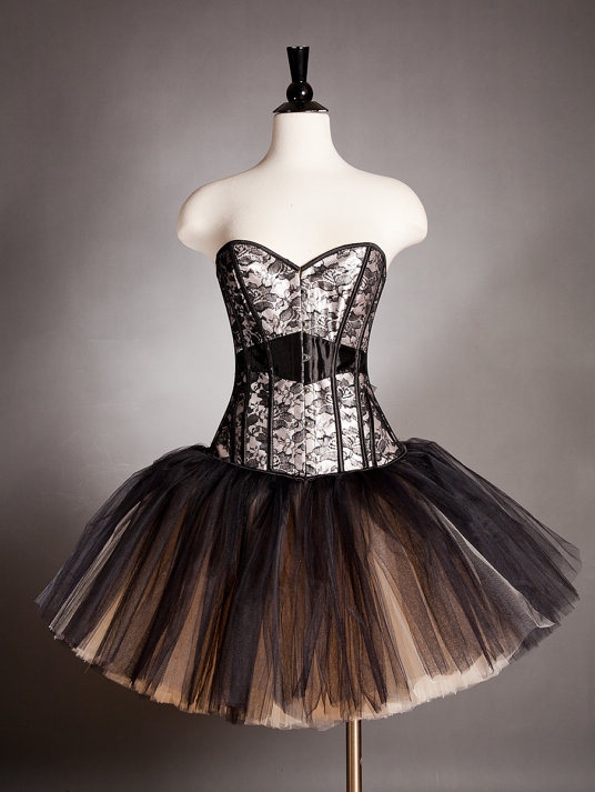 Champagne Gothic Burlesque Short Corset Prom Party Dress