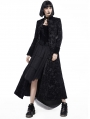 Black Printed Pattern Double-Breasted Gothic Long Coat for Women