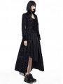 Black Printed Pattern Double-Breasted Gothic Long Coat for Women