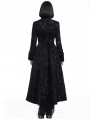 Black Printed Pattern Double-Breasted Gothic Long Coat for Women