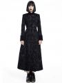 Black Printed Pattern Double-Breasted Gothic Long Coat for Women