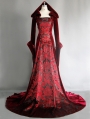 Red Velvet Gothic Hooded Medieval Dress - Devilnight.co.uk