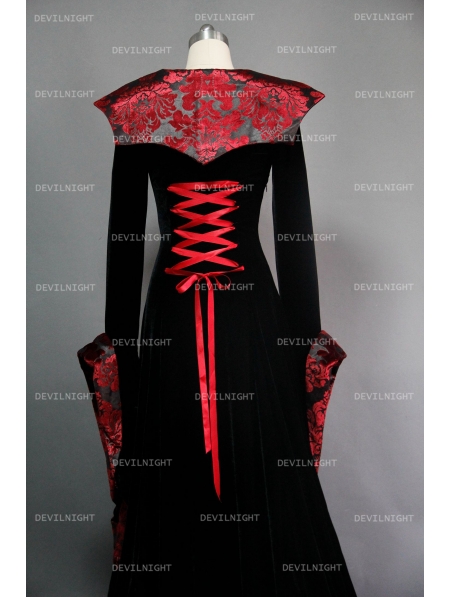 Black and Red Gothic Medieval Vampire Dress - Devilnight.co.uk