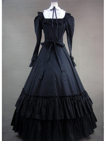 Black and White Classic Gothic Victorian Dress - Devilnight.co.uk