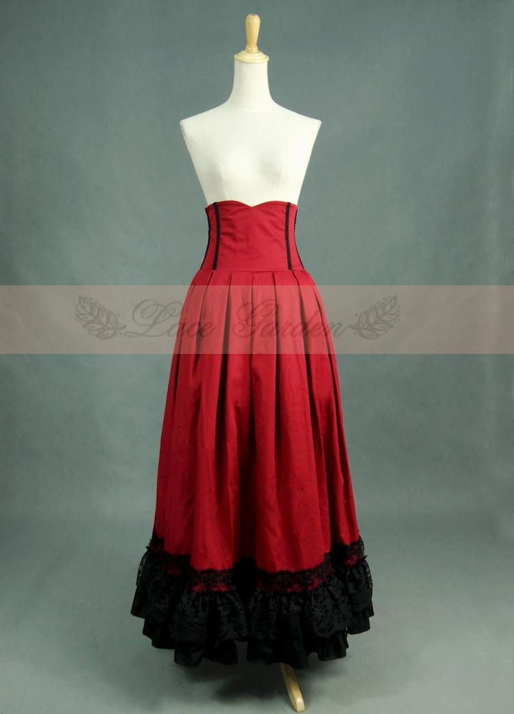 Red and Black High Waist Gothic Skirt