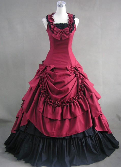 Red and Black Classic Gothic Ball Gowns