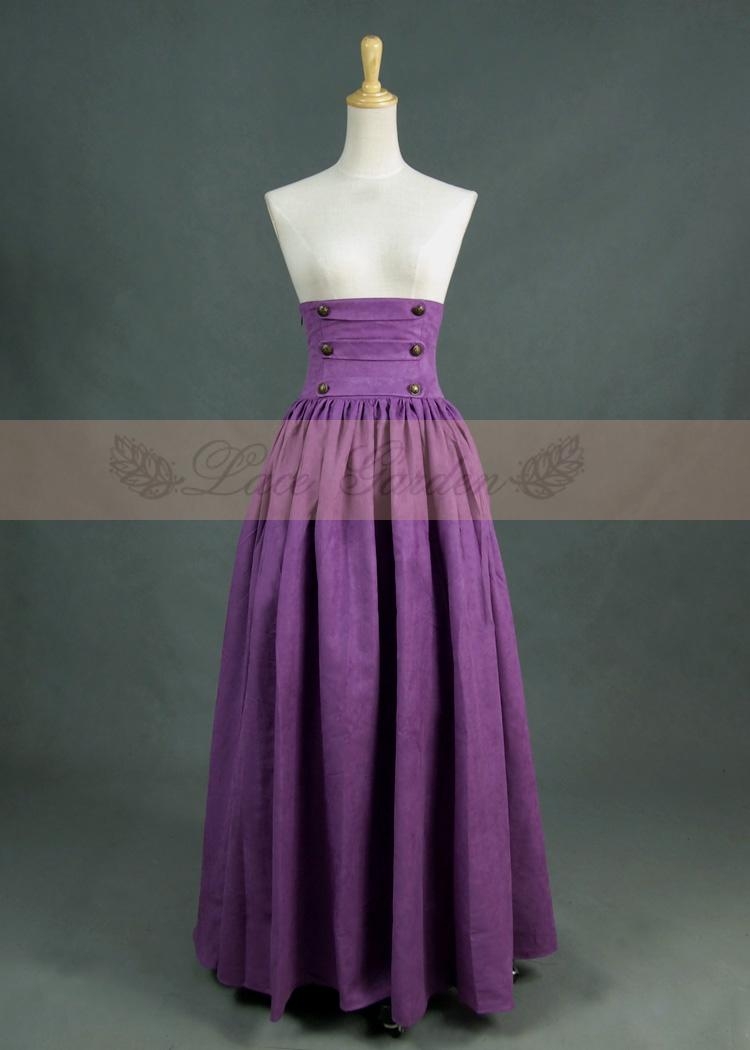 Purple Vintage High Waist Long Victorian Skirt