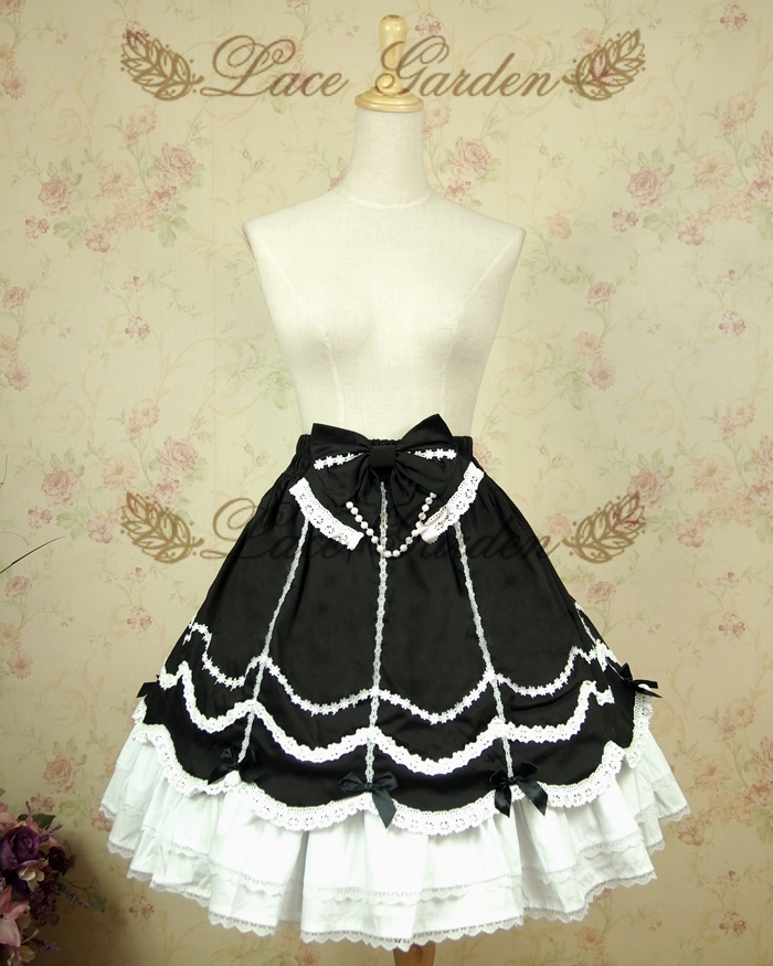 White and Black Sweet Lolita Skirt