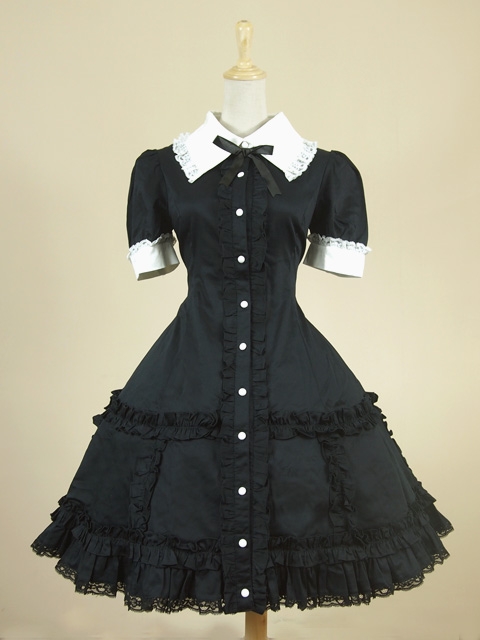 Black Short Sleeves Classic Lolita Dress